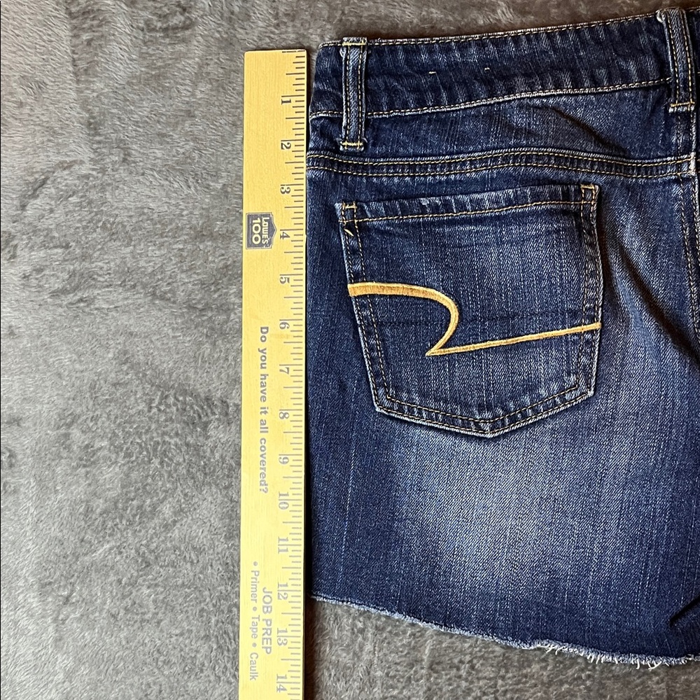 American Eagle Outfitters Dark Blue Denim Shorts with Black Lace Side Trim - Picture 8 of 10
